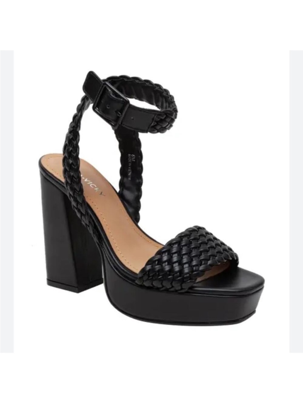 🆕 Jewel Black Braided Platform Block Heel Sandals new no box